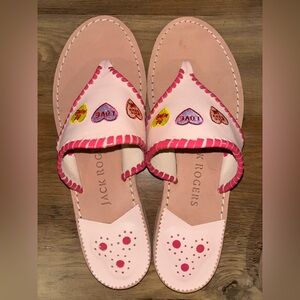 NEW Jack Rogers Valentine conversation heart Flat Sandals Ships Fast & Free